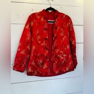 Vintage Traditional Chinese Reversible Mandarin Collar Satin Jacket